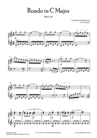 Rondo in C Major WoO48 (Beethoven) (arr. Michela A. Pinner)