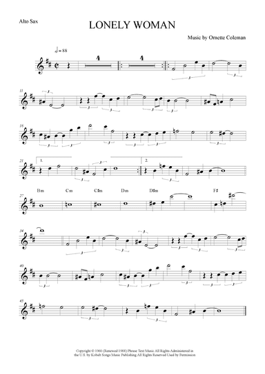 Lonely Woman (arr. The Sheet Music Library)