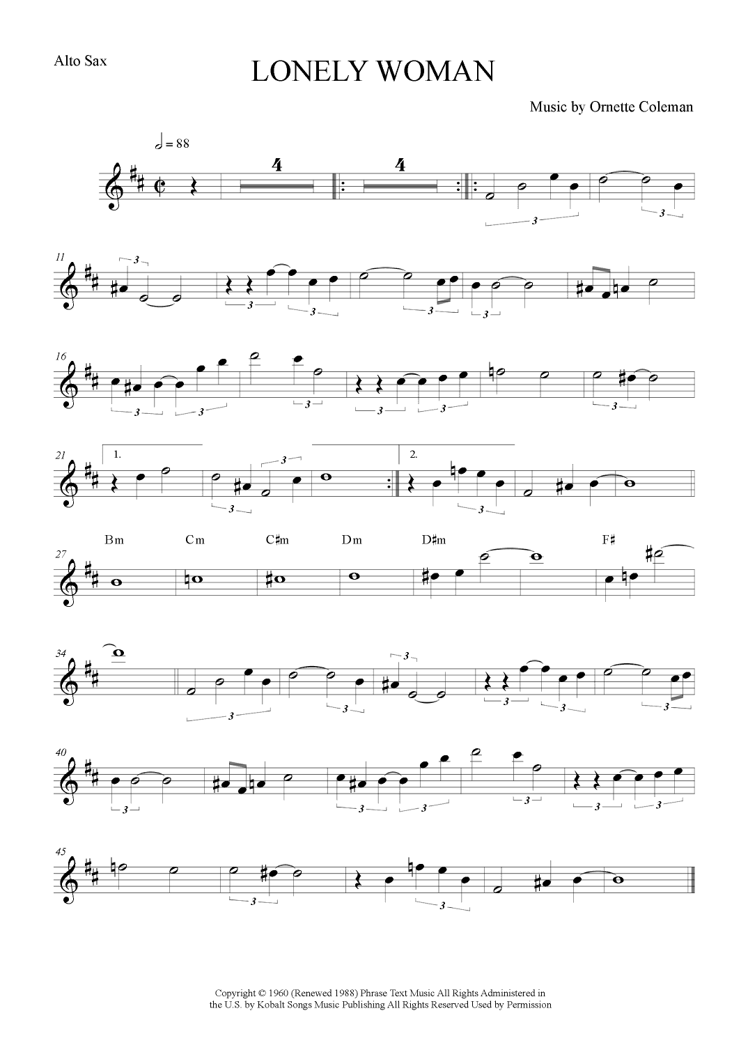 Lonely Woman (arr. The Sheet Music Library)