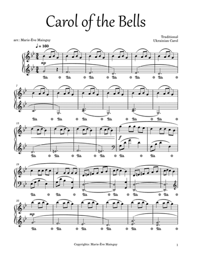 Carol of the Bells (arr. Marie-Ève Mainguy)
