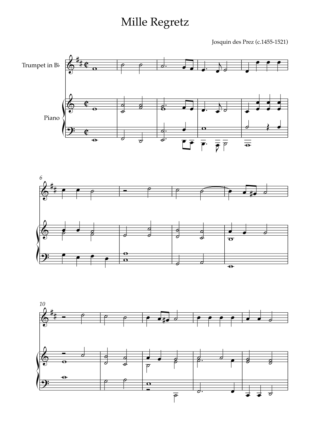 Mille Regretz (arr. Karen Gueiros)