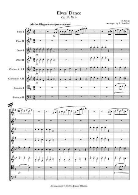 Elves' Dance from "Lyric Pieces" Op. 12, ?. 4 - Woodwind Choir or Ensemble (arr. E. Shkultin)