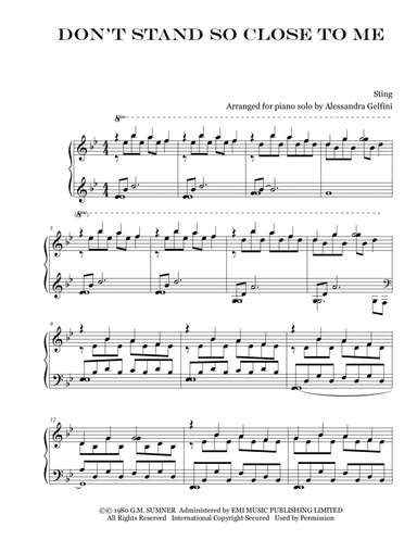 Don't Stand So Close To Me (arr. Alessandra Gelfini)