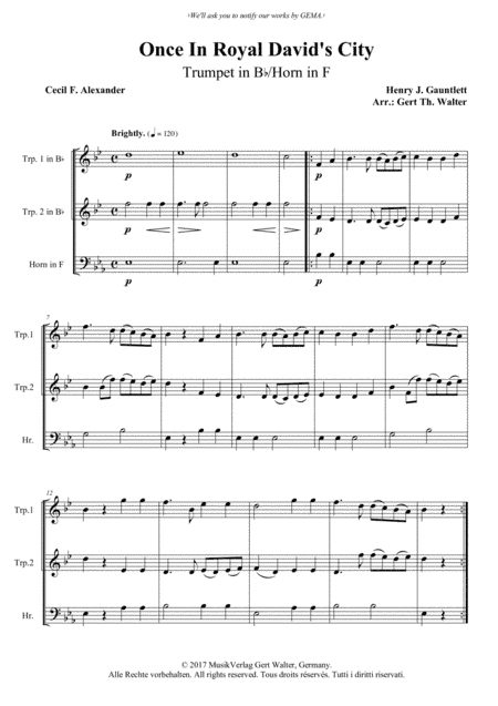 Once In Royal David's City (arr. Gert Th. Walter)