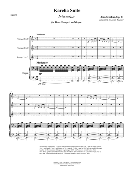 Intermezzo from the Karelia Suite for Three Trumpets and Organ (arr. Becker, Evan)