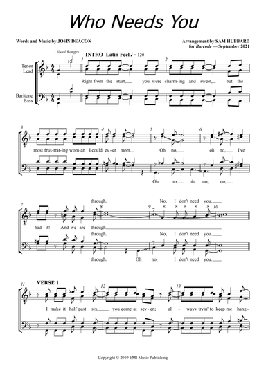 Who Needs You (arr. Sam Hubbard)