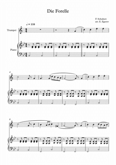 Die Forelle, Franz Schubert, For Trumpet & Piano (arr. Eugene Egorov)