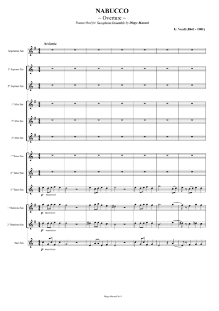 Overture from the opera "Nabucco" for Saxophone Ensemble (arr. Diego Marani)