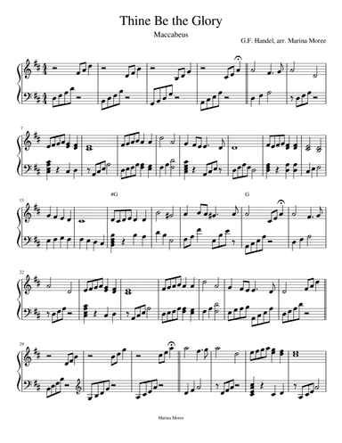 Thine Be the Glory (Maccabeus), intermediate lever harp arrangement (arr. Marina Moree)