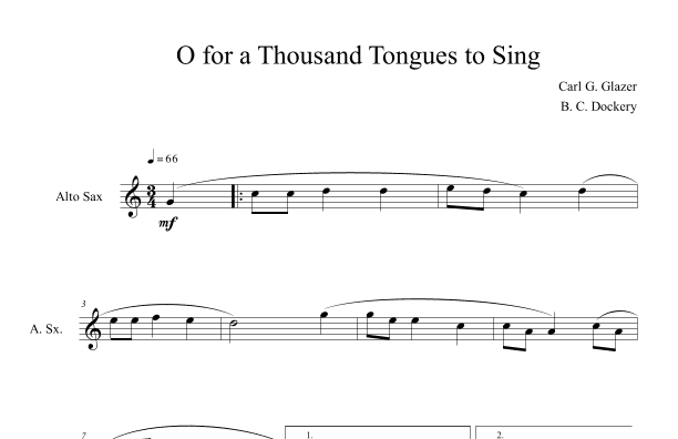 O for a Thousand Tongues to Sing (Alto Sax Solo) (arr. B. C. Dockery)