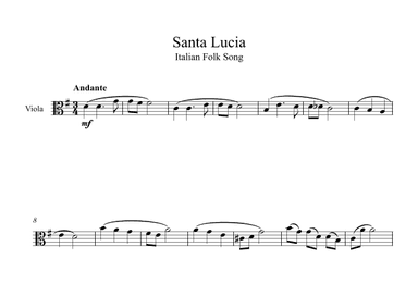 Santa Lucia - Italian Folk Song (Viola) (arr. Digital Book Music)