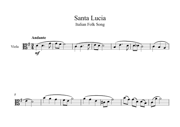 Santa Lucia - Italian Folk Song (Viola) (arr. Digital Book Music)