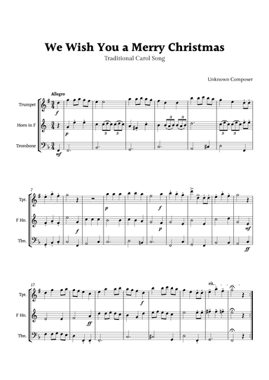 We Wish you a Merry Christmas for Brass Trio (arr. Rika K.)