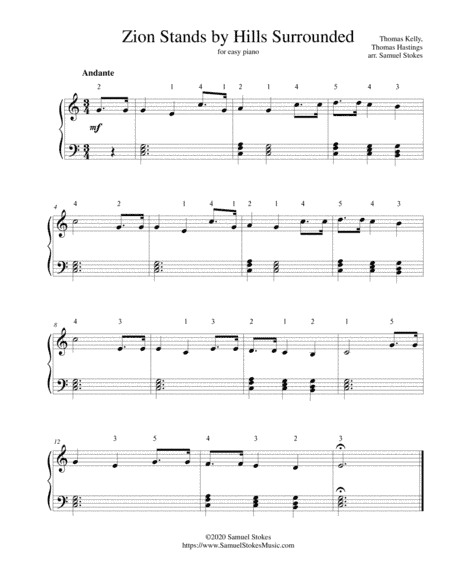 Zion Stands by Hills Surrounded (Zion Stands with Hills Surrounded) - for easy piano (arr. Samuel Stokes)