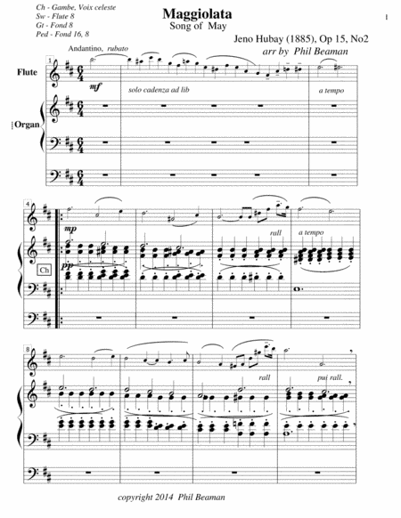 Maggiolata-Hubay-Flute/Organ (arr. Phil Beaman)