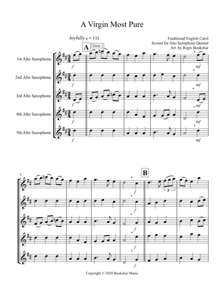 A Virgin Most Pure (Alto Saxophone Quintet) (arr. Regis Bookshar)