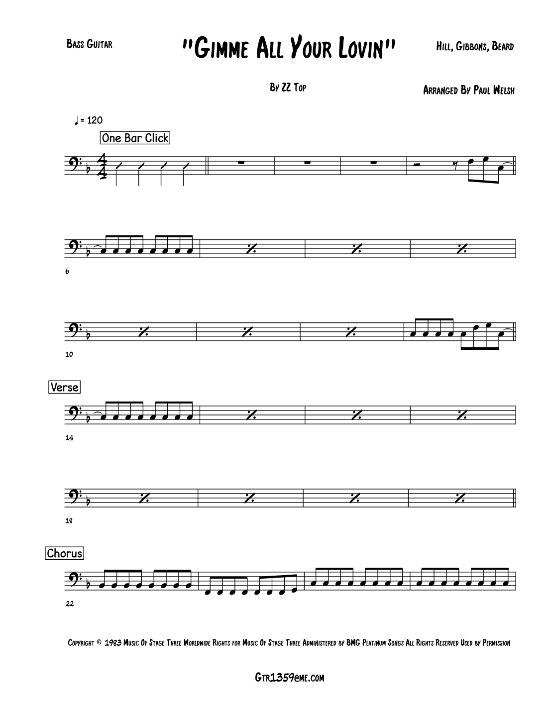 Gimme All Your Lovin' (arr. P Welsh)