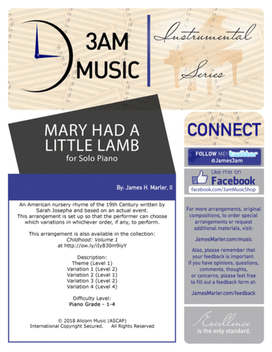 Mary Had A Little Lamb (Theme and Variations) (arr. James Marler)