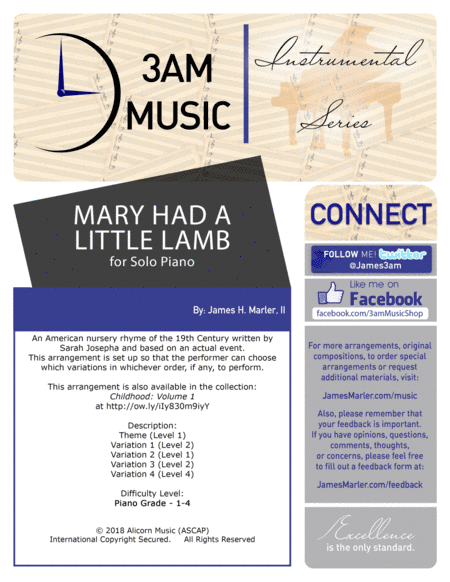 Mary Had A Little Lamb (Theme and Variations) (arr. James Marler)