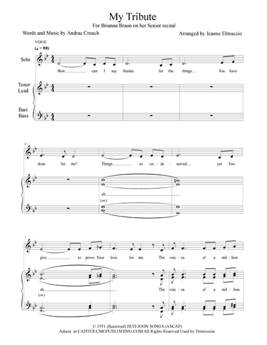 My Tribute (arr. Jeanne Elmuccio)
