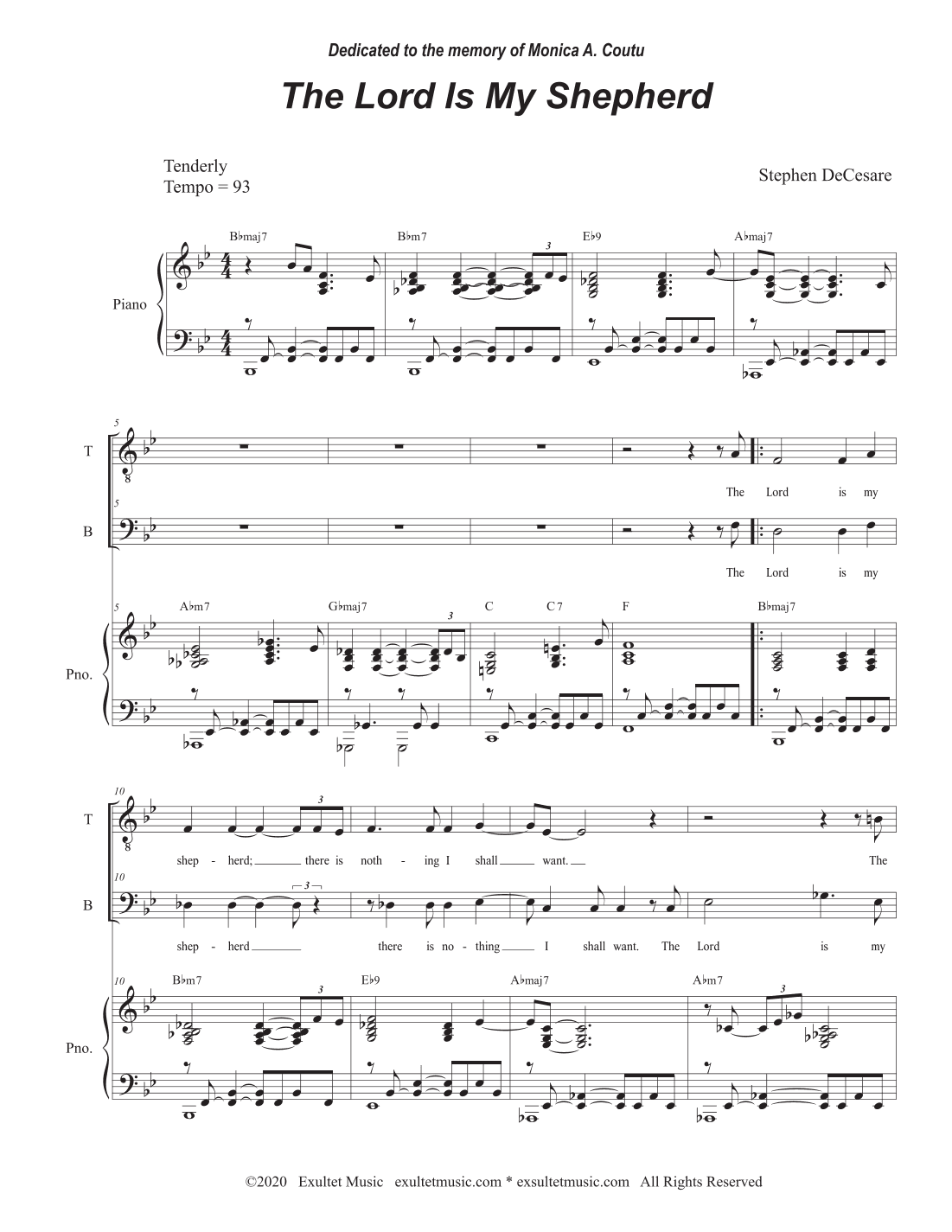 The Lord Is My Shepherd (Duet for Tenor and Bass solo)