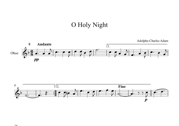 O Holy Night - Adolphe-Charles Adam (Oboe) (arr. Digital Book Music)