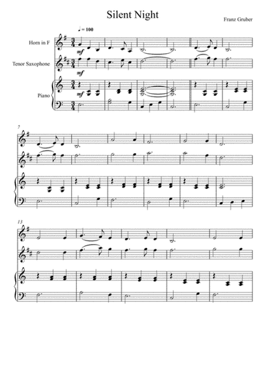 Franz Gruber - Silent Night (Horn in F and Tenor Saxophone Duet) (arr. André Laitano)