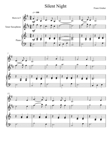 Franz Gruber - Silent Night (Horn in F and Tenor Saxophone Duet) (arr. André Laitano)