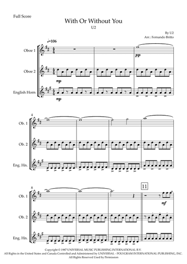 With Or Without You (arr. Fabio Britto)