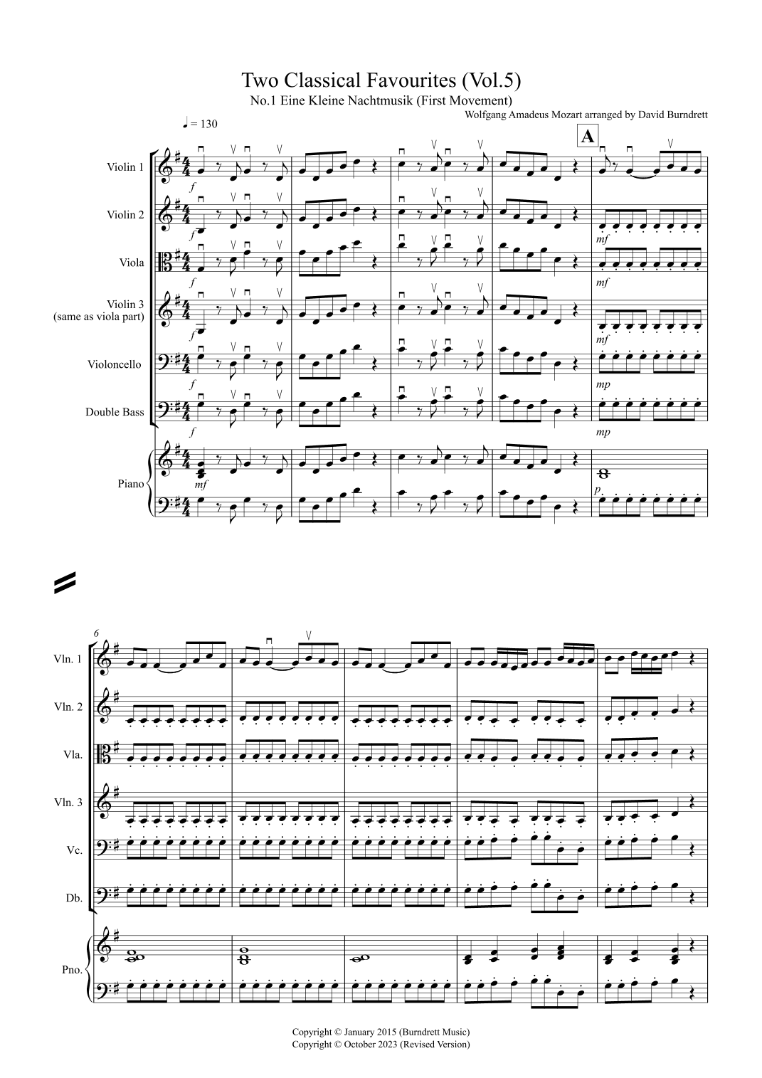 2 Classical Favourites for String Orchestra (volume five) (arr. David Burndrett)
