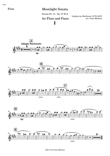 Moonlight Sonata by Beethoven 1 mov. - Flute and Piano (Individual Parts) (arr. Sheet Music To Play Editions)