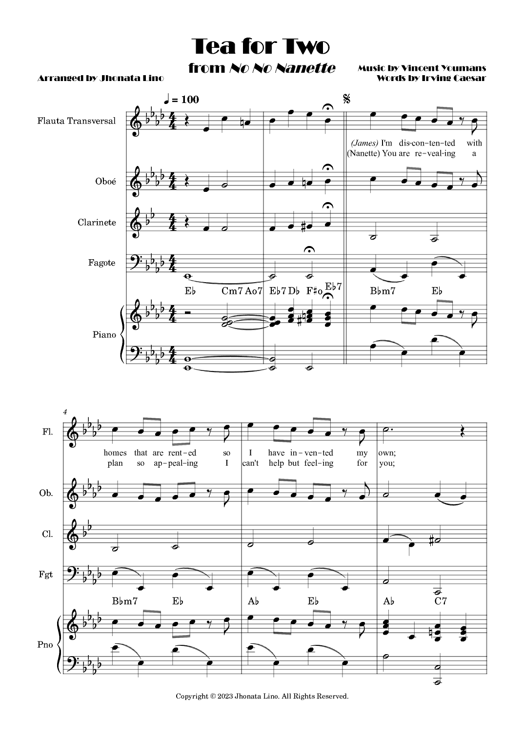 Tea For Two (arr. Jhonata Lino)