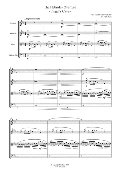 Mendelssohn: The Hebrides Overture "Fingal's Cave" for String Quartet - Score and Parts (arr. Julie Doubleday)