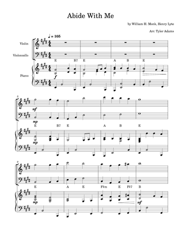 Abide With Me (Violin and Cello Duet with Piano) (arr. Tyler Adams)