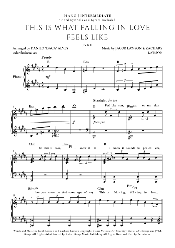 This Is What Falling In Love Feels Like (arr. Danilo "Daca" Alves)