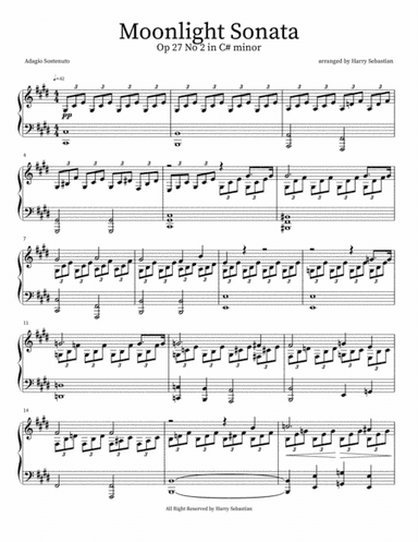 Beethoven- Moonlight Sonata Op 27 No.2 - Adagio sostenuto (arr. Harry Sebastian)