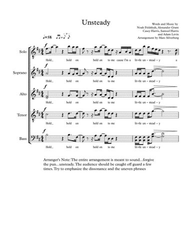 Unsteady (arr. Marc Silverberg)