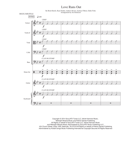 Love Runs Out (arr. Joe Deninzon)