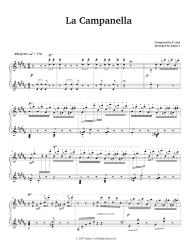 La Campanella (Advanced Intermediate)  - Original key (G# minor) (arr. Jinnie J)