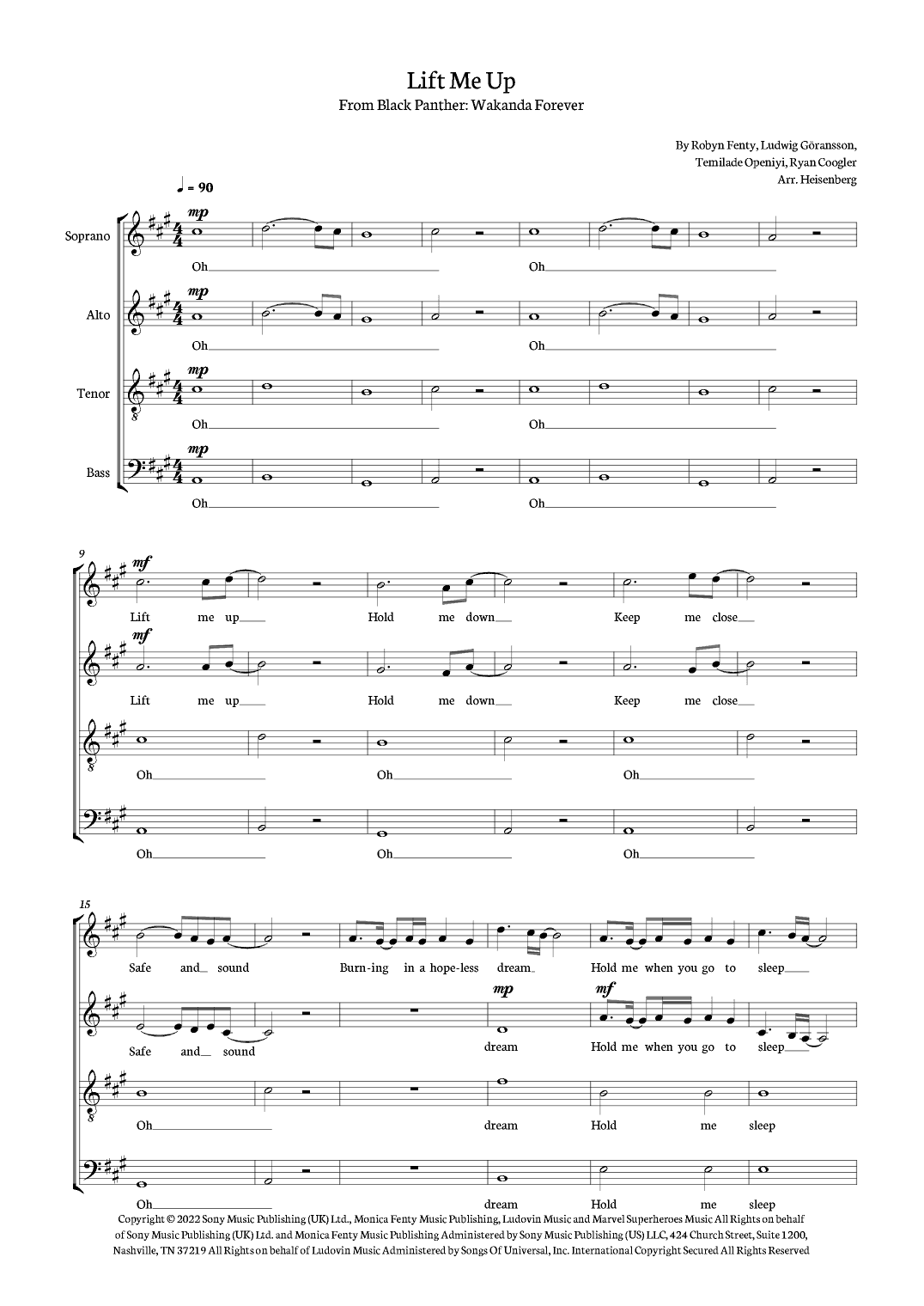 Lift Me Up (arr. Heisenberg)