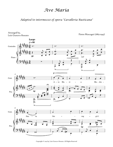 Mascagni - Ave Maria ( CONTRALTO - C# Major) (arr. Luís Gustavo Rossato)