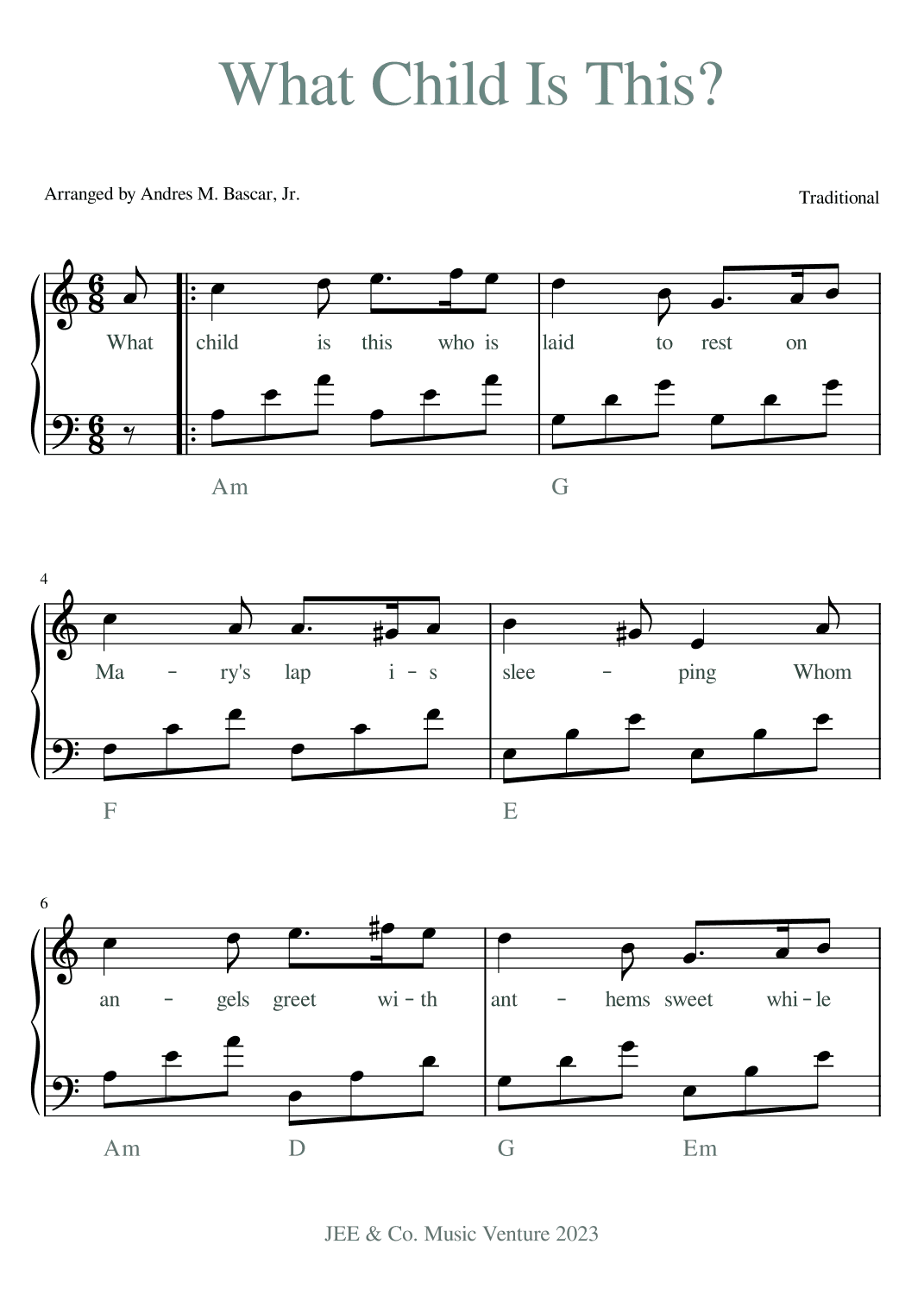 What Child is This? (arr. Andres M. Bascar, Jr.)