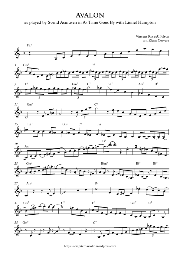 Avalon Svend's Solo (arr. Elena Cervera)