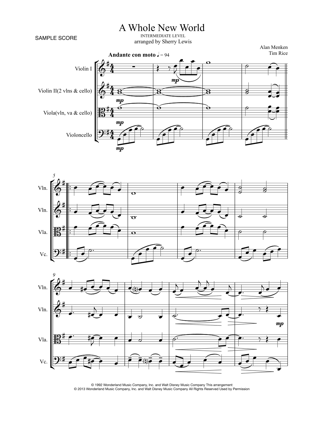 A Whole New World (arr. Sherry Lewis Publishing)