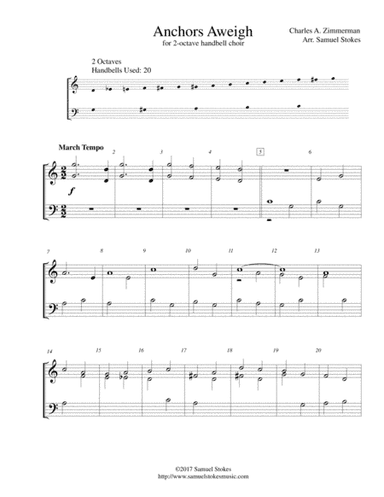 Anchors Aweigh (The Song of the Navy) - for 2-octave handbell choir (arr. Samuel Stokes)