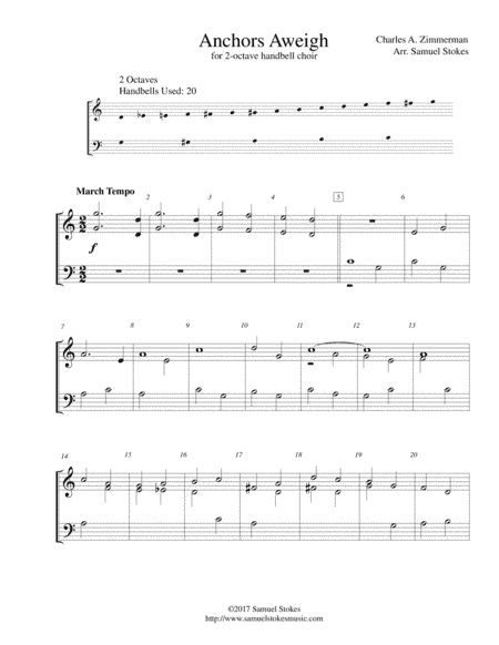 Anchors Aweigh (The Song of the Navy) - for 2-octave handbell choir (arr. Samuel Stokes)