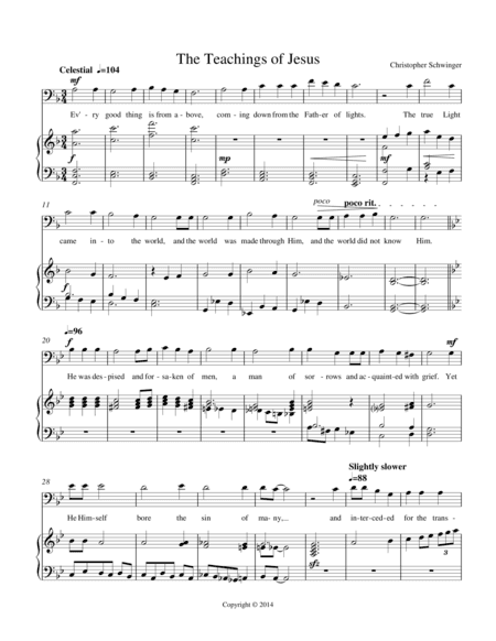 The Teachings of Jesus - for tenor solo and piano - orchestral version sold separately