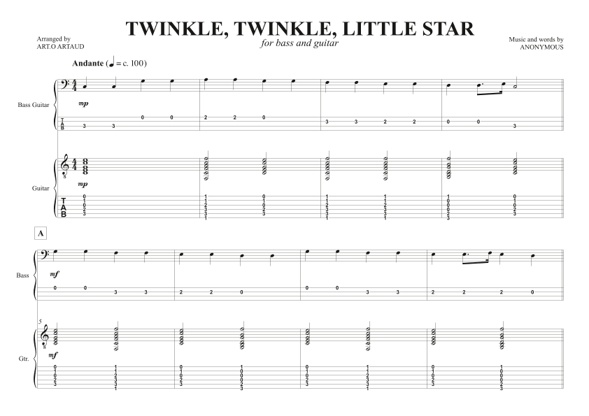 Twinkle Twinkle Little Star (arr. Art.o Artaud)