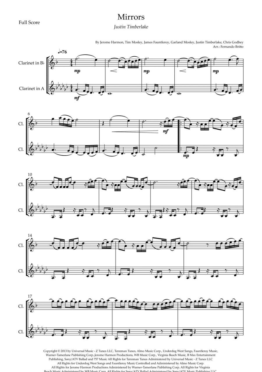 Mirrors (arr. Fernando Britto)