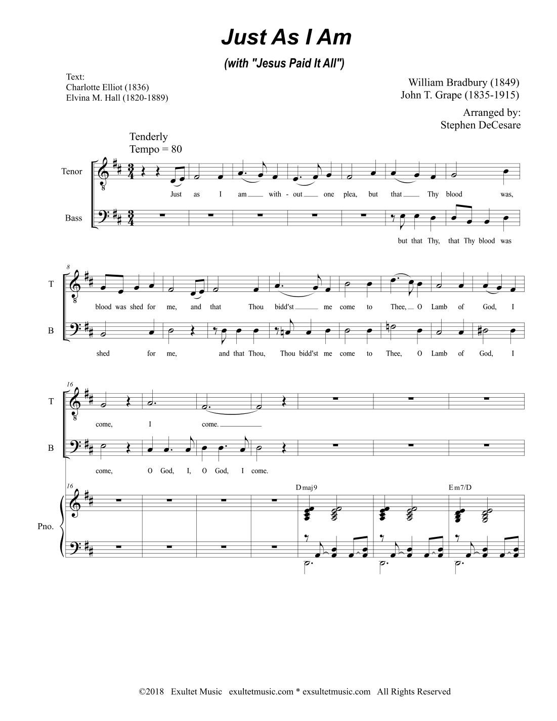 Just As I Am (with "Jesus Paid It All") (2-part choir - (TB) (arr. Stephen DeCesare)